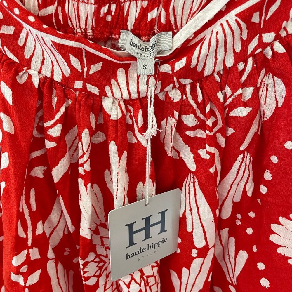 Haute Hippie white and red Linen Blend Floral Skirt, Size small NWT - Picture 2 of 5